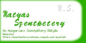 matyas szentpetery business card
